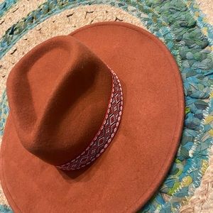 Wool burnt orange wide brim hat